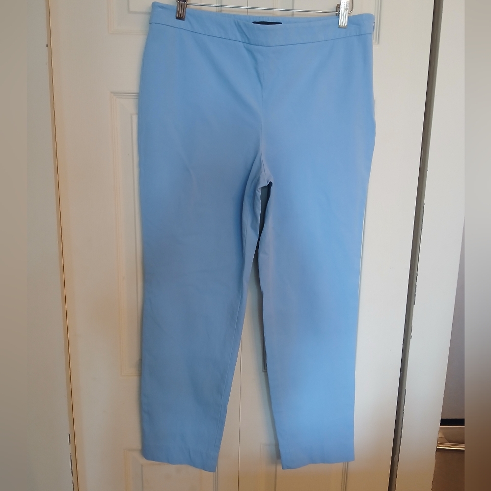 TALBOTS Chatham Ankle Light Blue Cotton Blend Pants, Size 14